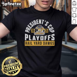 Roanoke Rail Yard Dawgs T-Shirt for Nice President's Cup 2025 Playoffs featuring team logo and vibrant design.