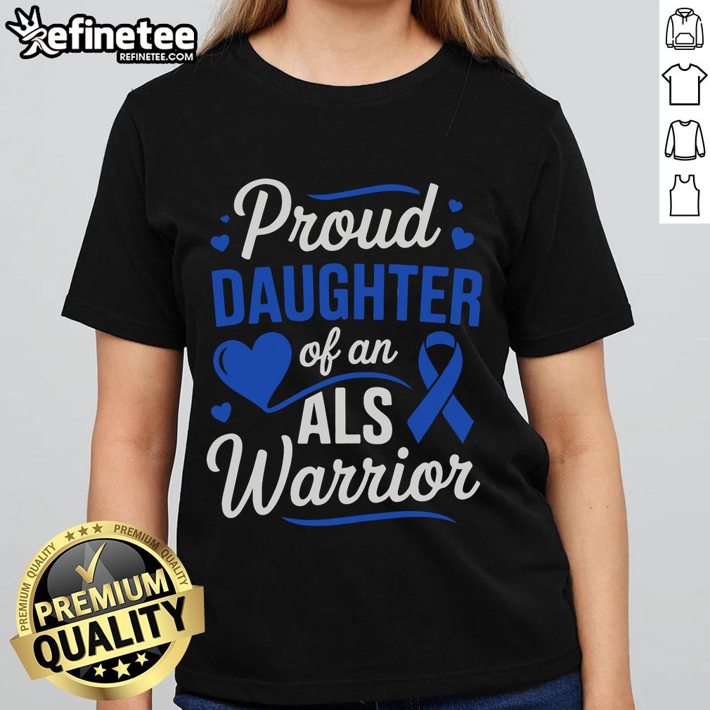 Nice proud daughter wearing a tee for ALS Awareness Month, honoring her warrior dad with love and support.