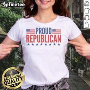 Nice Proud Republican American Ladies Tee featuring patriotic design and vibrant colors for proud supporters.