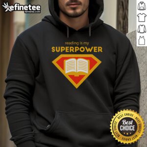 Cute hoodie with 'Nice Reading is My Superpower' slogan, perfect for book lovers and cozy reading sessions.