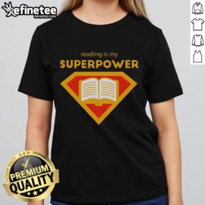 Cute 'Nice Reading is My Superpower' ladies tee featuring a playful design for book lovers and reading enthusiasts.