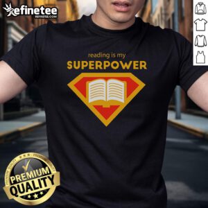 Alt Text: Cute Nice Reading Is My Superpower T-Shirt design featuring books and a whimsical font, perfect for book lovers.