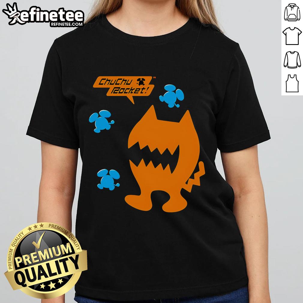 Chuchu Rocket logo on a stylish ladies tee from Nice Run Games, perfect for fans of the classic puzzle game.