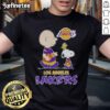 Nice Snoopy and Charlie Brown Peanuts Los Angeles Lakers T-shirt featuring vibrant graphics and playful design.