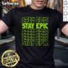 Alt Text: Nice Stay Epic Lime Green Letter Stack T-Shirt featuring bold typography on a vibrant lime green fabric.