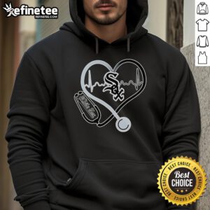 Nice stethoscope and heartbeat design on a Chicago White Sox hoodie, perfect for fans and medical professionals.