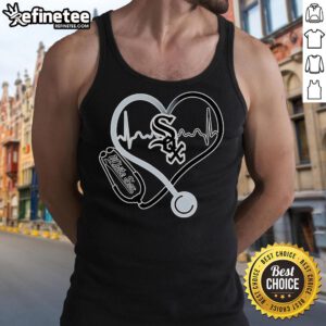 Stylish Chicago White Sox tank top featuring a stethoscope and heartbeat design, perfect for baseball fans and healthcare workers.