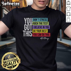Alt Text: Nice Test Day Rock The Test Teacher Testing Day T-Shirt with motivational design for students and teachers