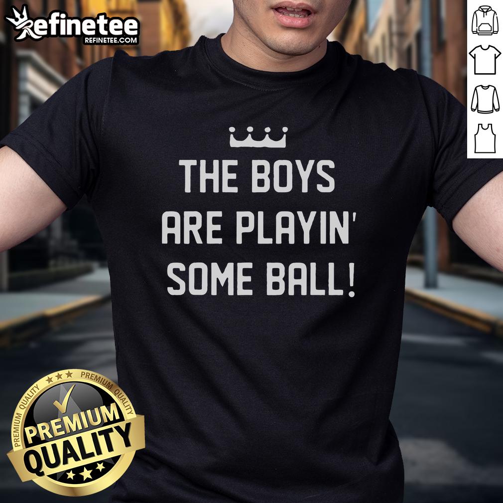 Nice The Boy Are Playing Some Ball T-Shirt featuring playful boys playing soccer in a vibrant design.