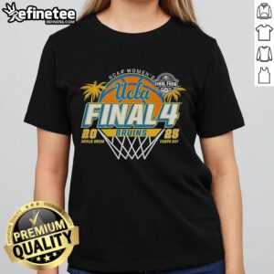 2025 Women's Basketball Final Four Nice UCLA Bruins Palms Ladies Tee showcasing vibrant team colors and stylish design.