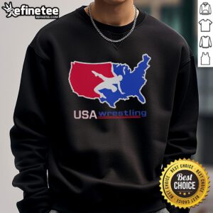 Nice USA Wrestling sweatshirt featuring a USA map design, perfect for wrestling fans and athletes.