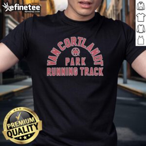 Nice Van Cortlandt Park running track T-shirt featuring a vibrant design, perfect for athletes and park enthusiasts.