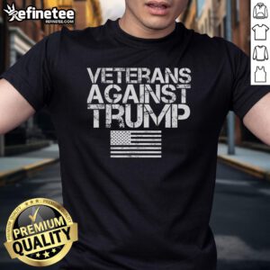 Nice Veterans Against Trump vintage patriotic flag protest T-shirt with bold graphics promoting peaceful activism.