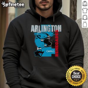 Alt Text: Official Arlington Renegades helmet frame hoodie featuring team colors and logo, perfect for fans and players.