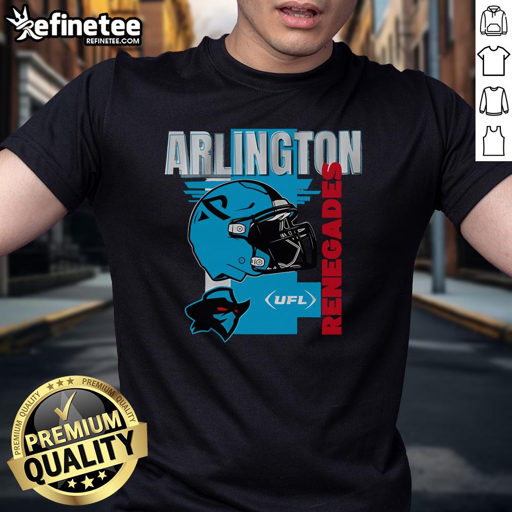 Official Arlington Renegades Helmet Frame T-Shirt featuring a bold helmet graphic and team colors for fans.
