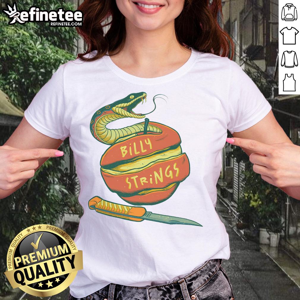 Official Billy Strings Snake Apple 2025 Ladies Tee featuring vibrant design and comfortable fit for fans of Billy Strings.