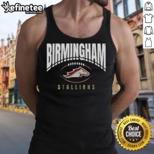 Official Birmingham Stallions football outline tank top showcasing team logo and stylish design for fans.