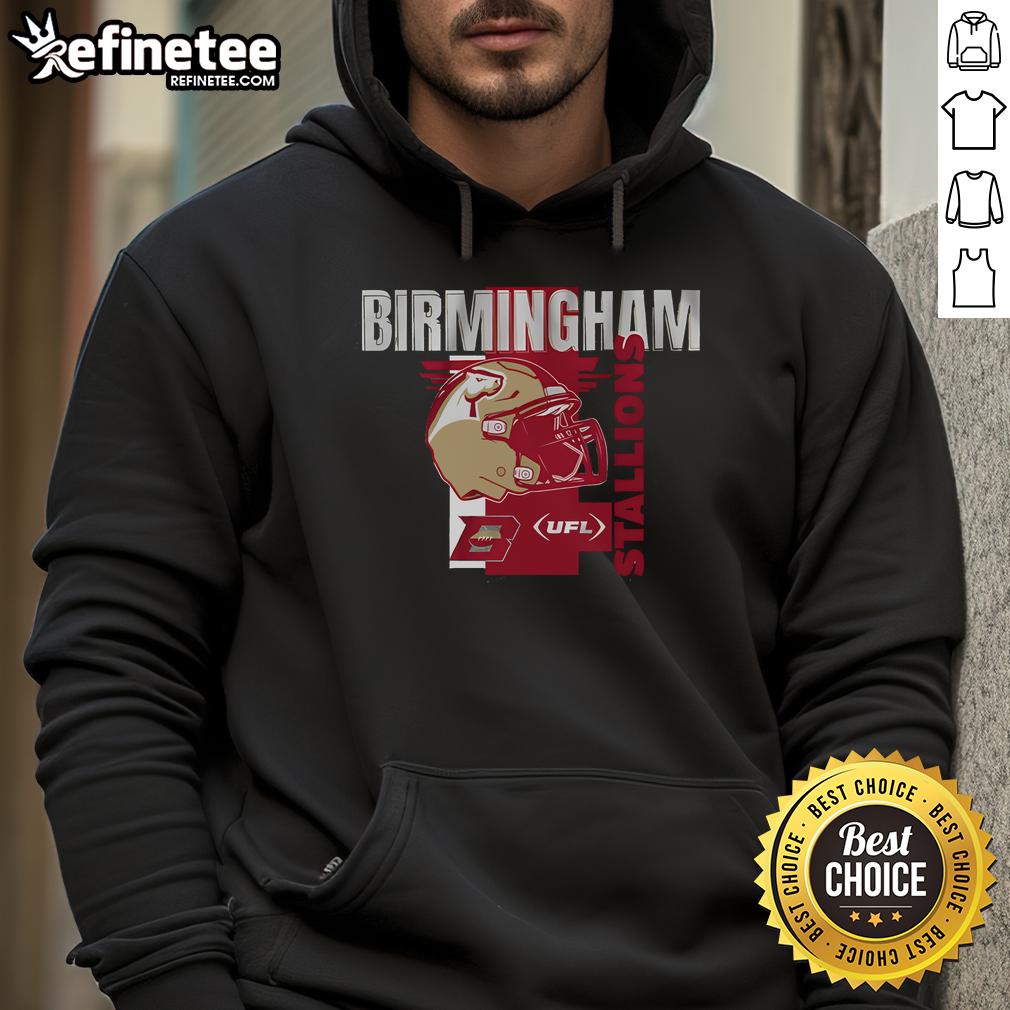 Official Birmingham Stallions Helmet Frame Hoodie showcasing team logo and stylish design for fans and sports enthusiasts.