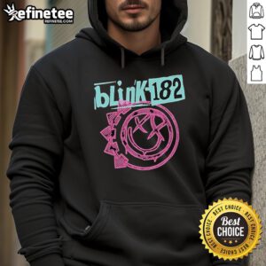 Official Blink-182 One More Time Tour Hoodie featuring the band's logo and tour artwork in vibrant colors.