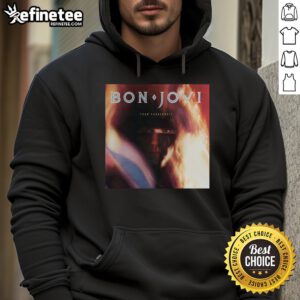 Official Bon Jovi 7800 Fahrenheit Hoodie featuring iconic band logo and vintage design in black and white.