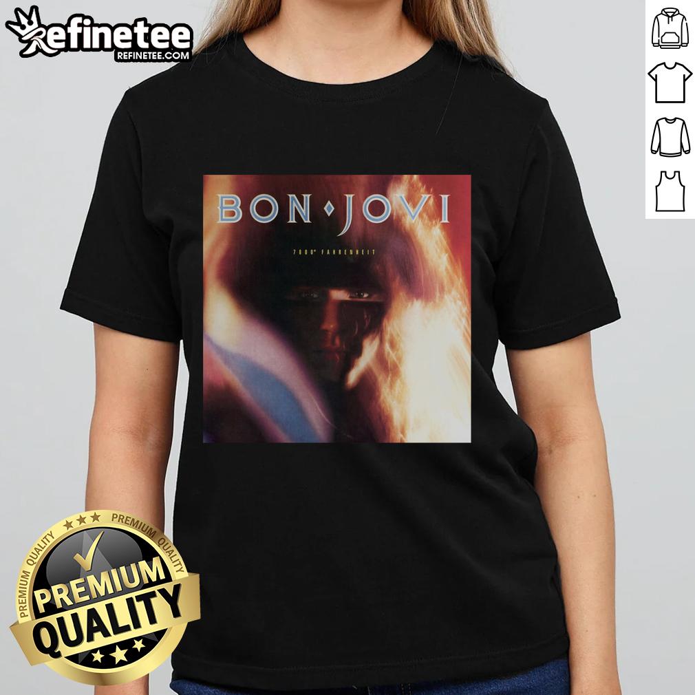 Official Bon Jovi 7800 Fahrenheit ladies tee featuring vibrant design and stylish fit for fans of the band.