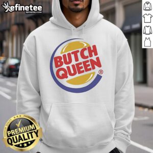 Official Butch Queen Burger Hoodie featuring a stylish design, perfect for streetwear enthusiasts and burger lovers.