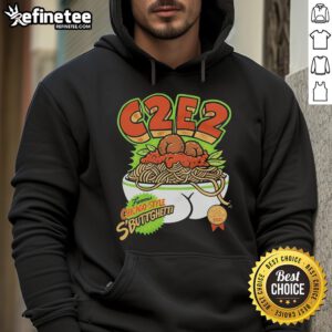 Official C2E2 X Famous Chicago Style Sbuttgetti hoodie featuring unique pasta design, perfect for fans and collectors.