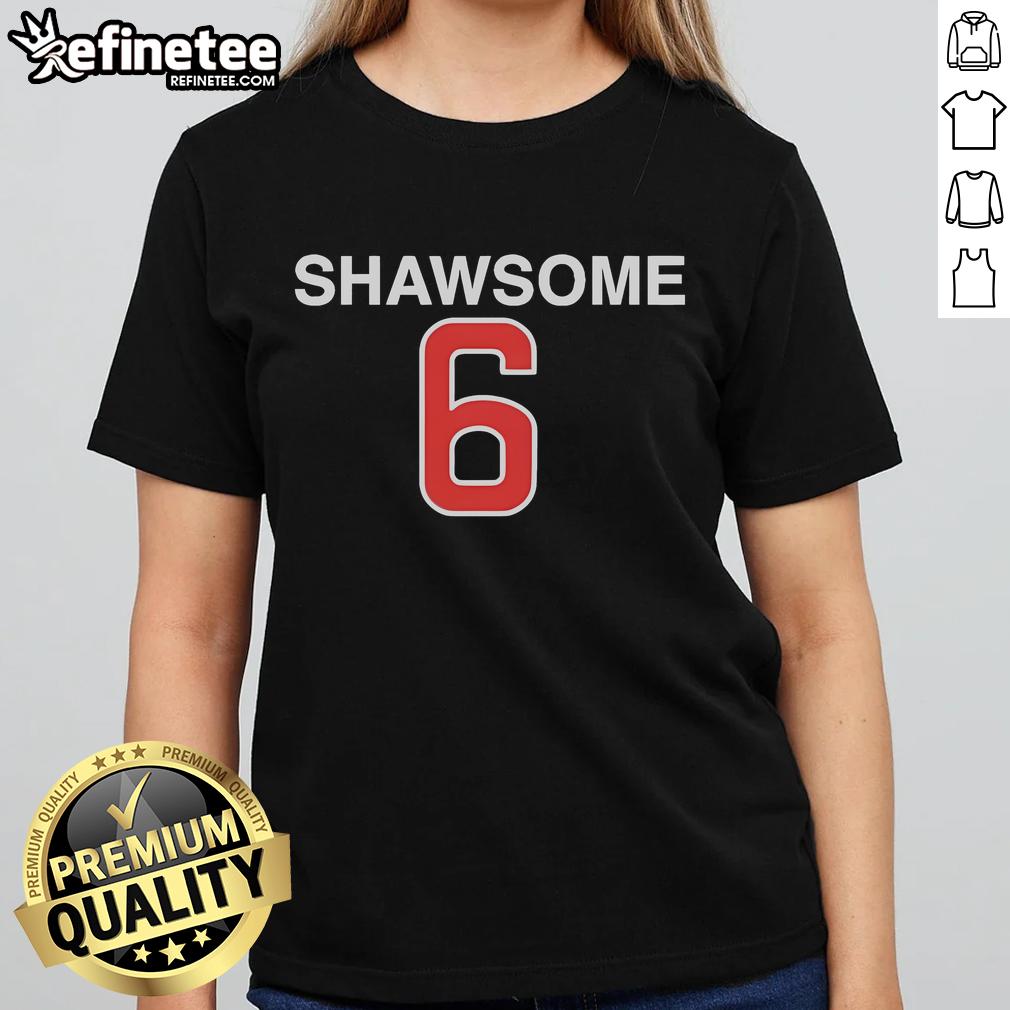 Official Chicago Cubs Matt Shaw 6 Shawsome Ladies Tee featuring stylish design and team logo for female fans.