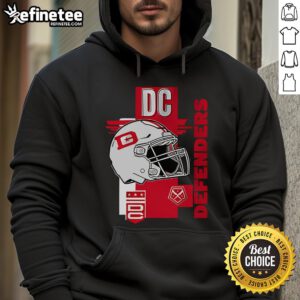 Official DC Defenders Helmet Frame Hoodie featuring team colors and logo, perfect for fans and game day wear.