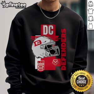 Official DC Defenders Helmet Frame Sweatshirt featuring team colors and logo, perfect for fans and game day wear.