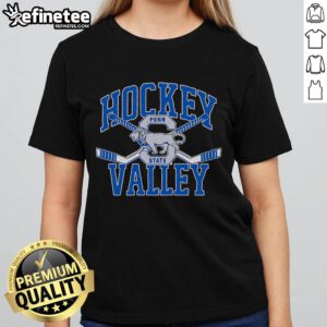 Official Penn State Hockey ladies tee featuring the Hockey Valley logo, perfect for fans and casual wear.