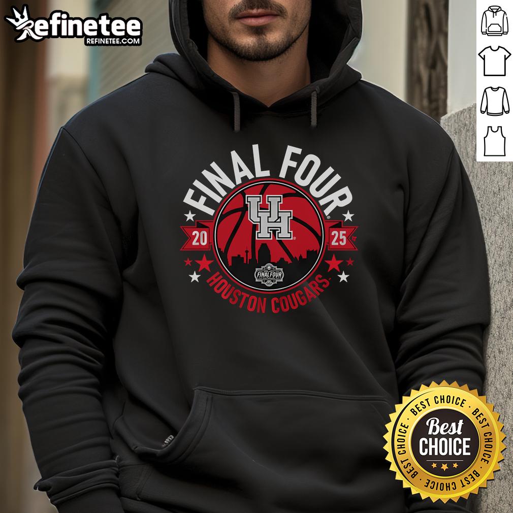 Official Houston Basketball 2025 Final Four Hoodie featuring team colors and logo, perfect for fans and supporters.