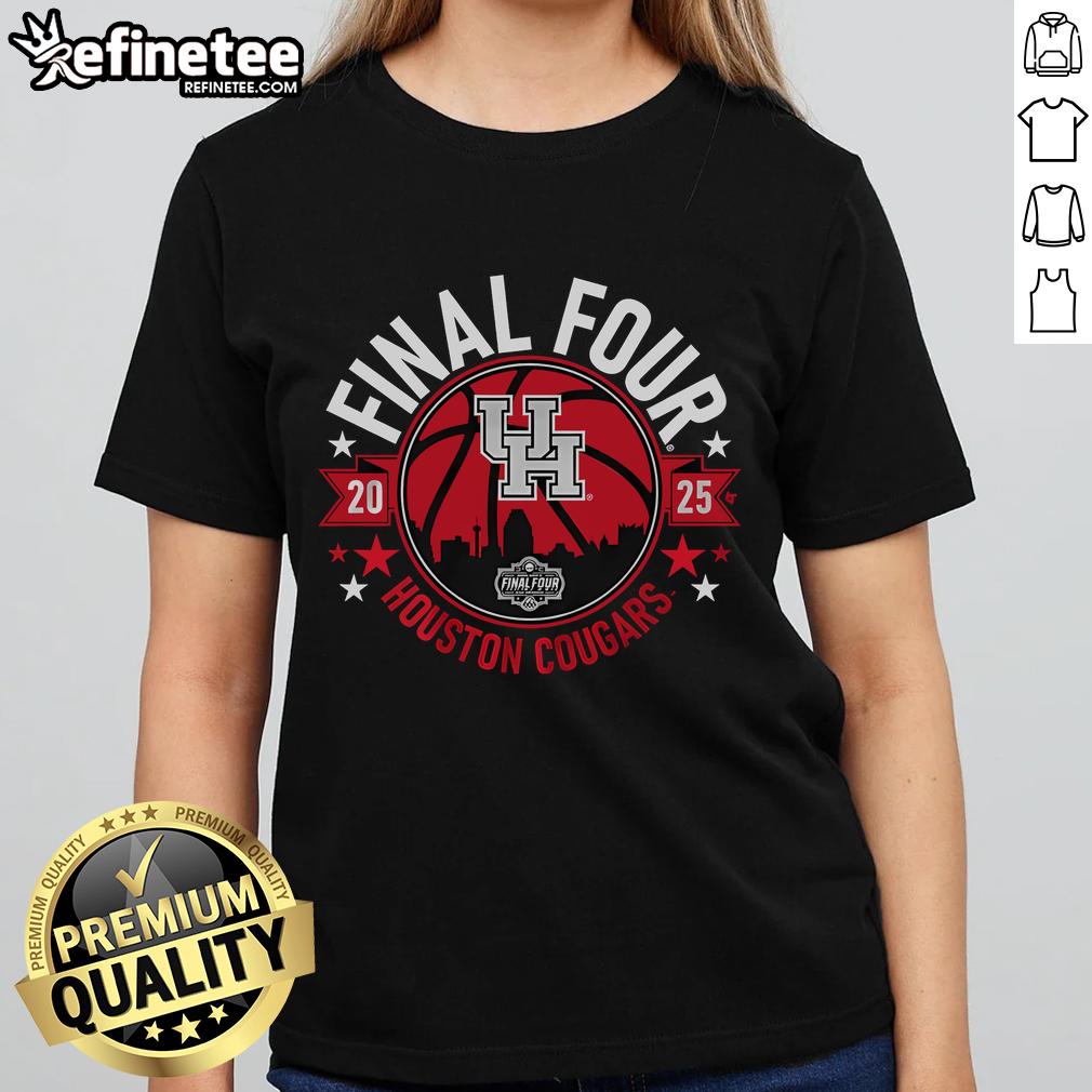 Official Houston Basketball 2025 Final Four Ladies Tee featuring vibrant team colors and stylish design for fans.