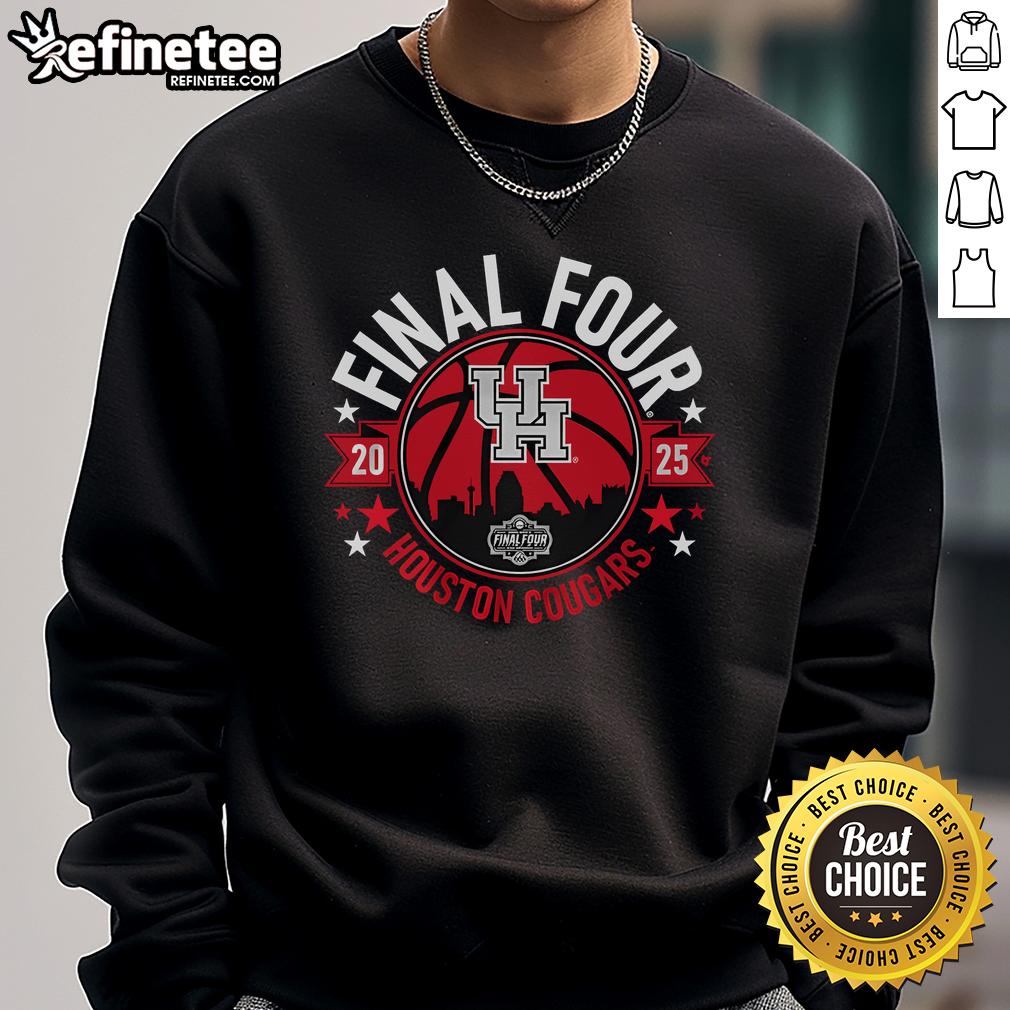 Alt Text: Official Houston Basketball 2025 Final Four Sweatshirt featuring team colors and logo, perfect for fans and events.