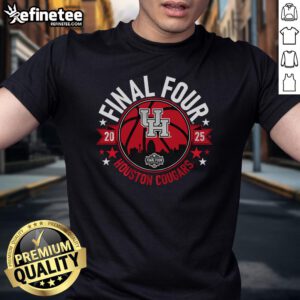 Official Houston Basketball 2025 Final Four T-Shirt featuring vibrant graphics and team colors for fans and supporters.
