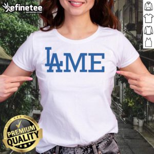 Official Los Angeles Dodgers LAME Ladies Tee in blue, featuring the team's logo and stylish design for fans.