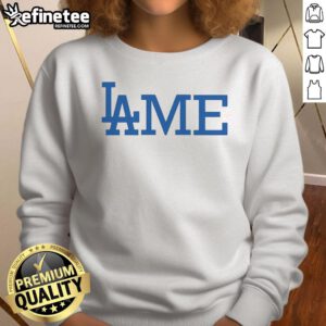 Official Los Angeles Dodgers LAME sweatshirt featuring team logo and sporty design, perfect for fans and casual wear.