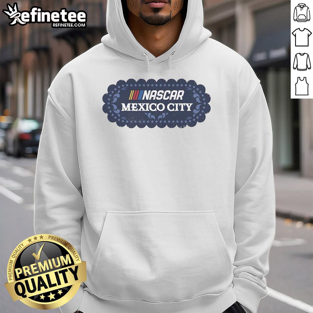 Alt Text: Official NASCAR Mexico City Race logo hoodie featuring vibrant design and comfortable fit for racing fans.