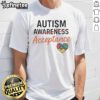 Pretty Autism Awareness Acceptance Heart T-Shirt featuring a colorful heart design celebrating acceptance and love for autism.