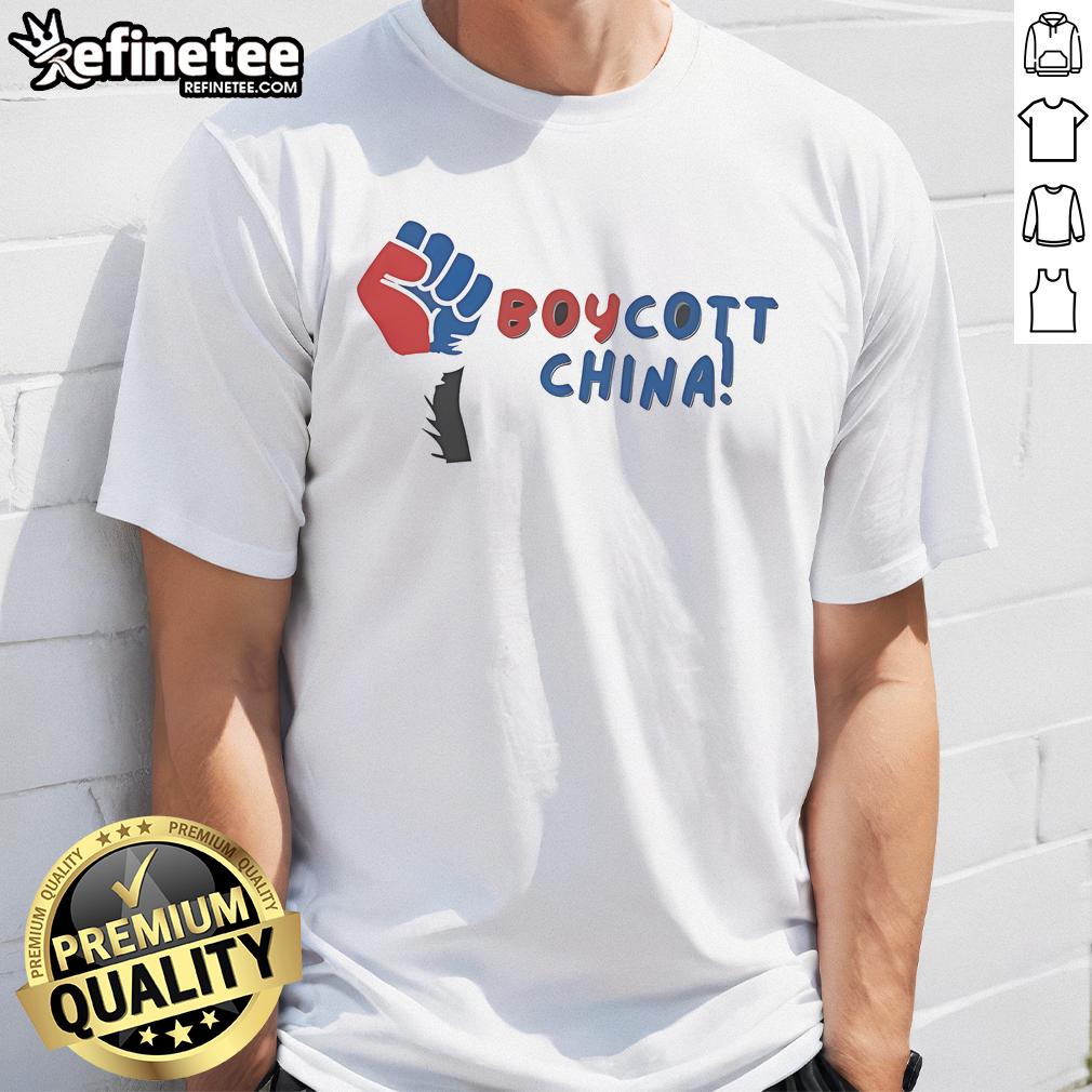 Top Boycott China T-Shirt design featuring bold text and graphics promoting awareness against Chinese products.