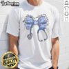 Cute nurse toile bow Matthew 54 Christian nurse t-shirt with 'Blessed Are The Healers' slogan for healthcare professionals.