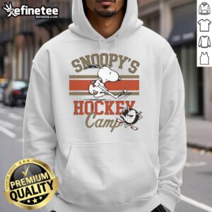 Cute Snoopy Anaheim Ducks hoodie from Snoopy's Camp, featuring vibrant colors and playful design for fans.