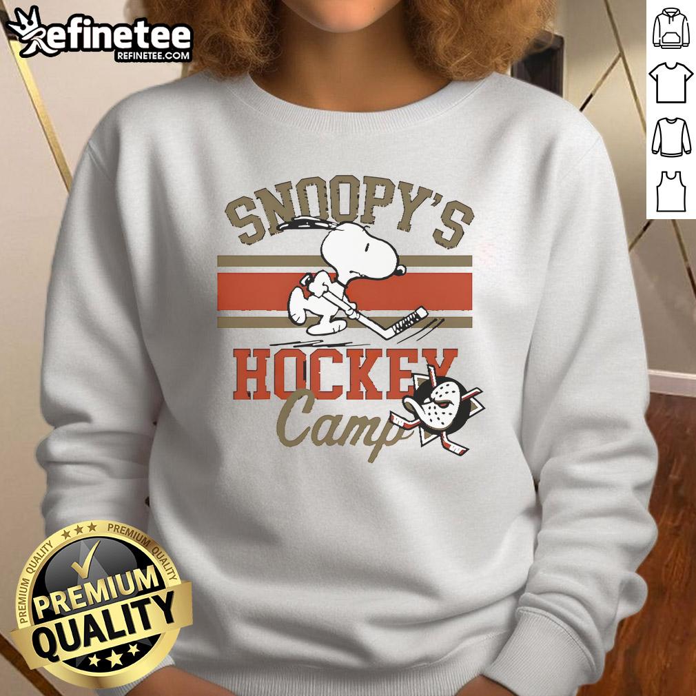 Cute Snoopy Anaheim Ducks Snoopy's Camp sweatshirt featuring vibrant colors and playful design, perfect for fans.