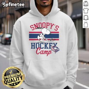 Cute Snoopy Columbus Blue Jackets hoodie from Snoopy's Camp, featuring a playful Snoopy design perfect for fans.
