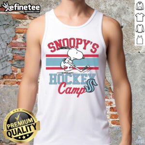 Cute Snoopy in a Seattle Kraken tank top at Snoopy's Hockey Camp, showcasing NHL All Teams spirit.