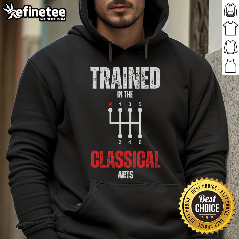 Funny hoodie featuring a manual transmission car design, perfect for classical arts enthusiasts and car lovers.