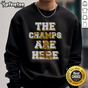 Funny USA Basketball Championship sweatshirt featuring 'The Champs Are Here' design, perfect for sports enthusiasts.