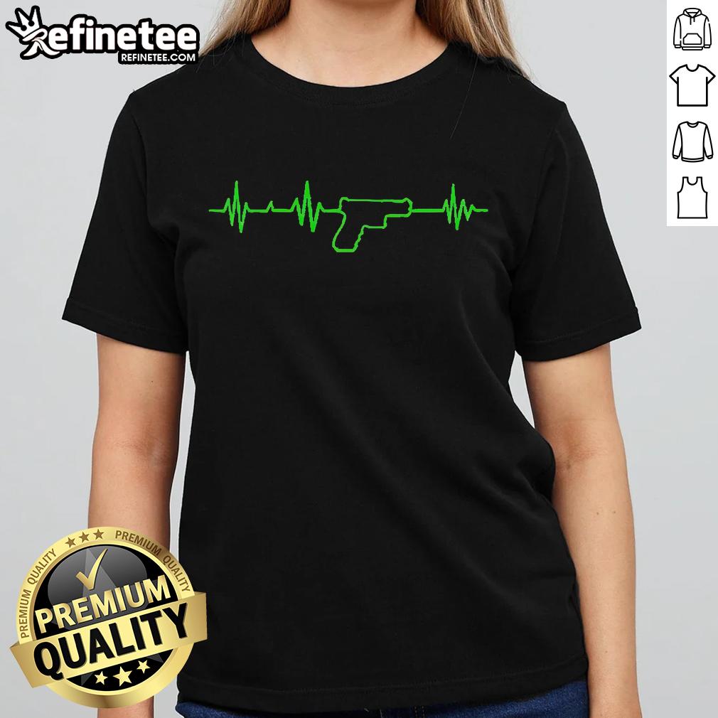 Nice Life Support Gun Heartbeat Ladies Tee featuring a stylish design perfect for medical professionals and casual wear.