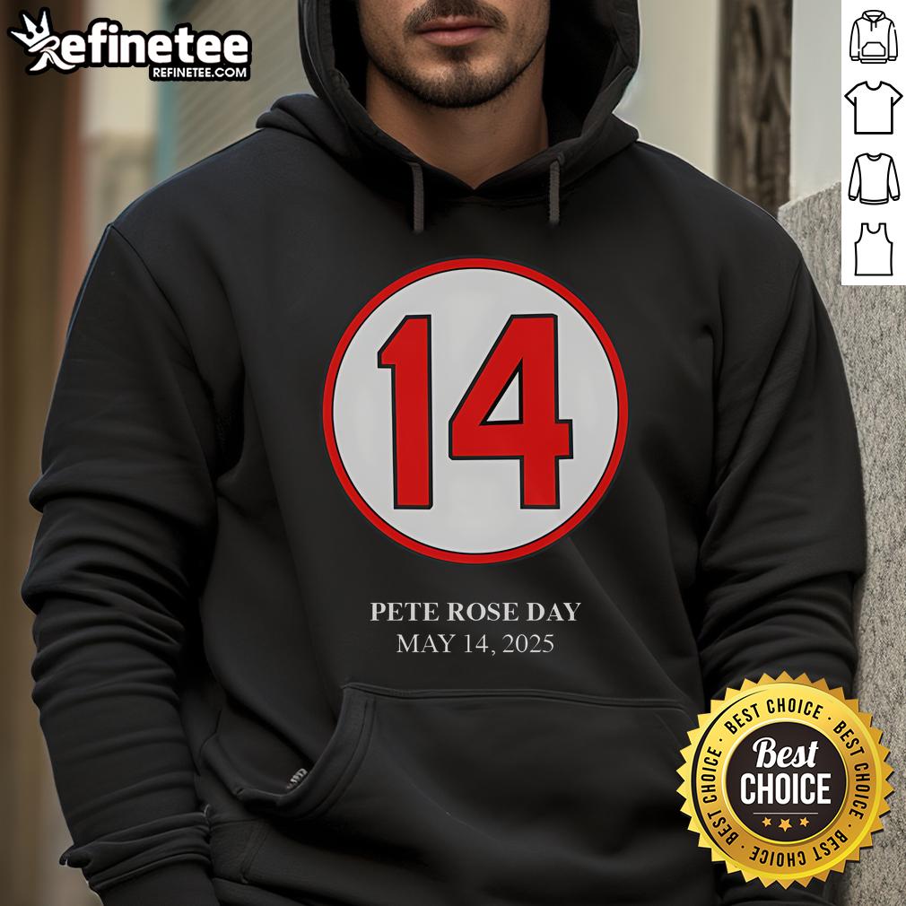 Alt Text: Nice Pete Rose Day May 14, 2025 hoodie featuring vibrant graphics celebrating baseball legend Pete Rose.