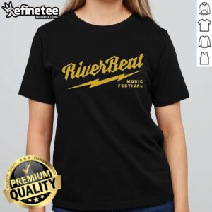 Ladies' tee featuring a lightning bolt design from the Nice Riverbeat Music Festival, perfect for music lovers.